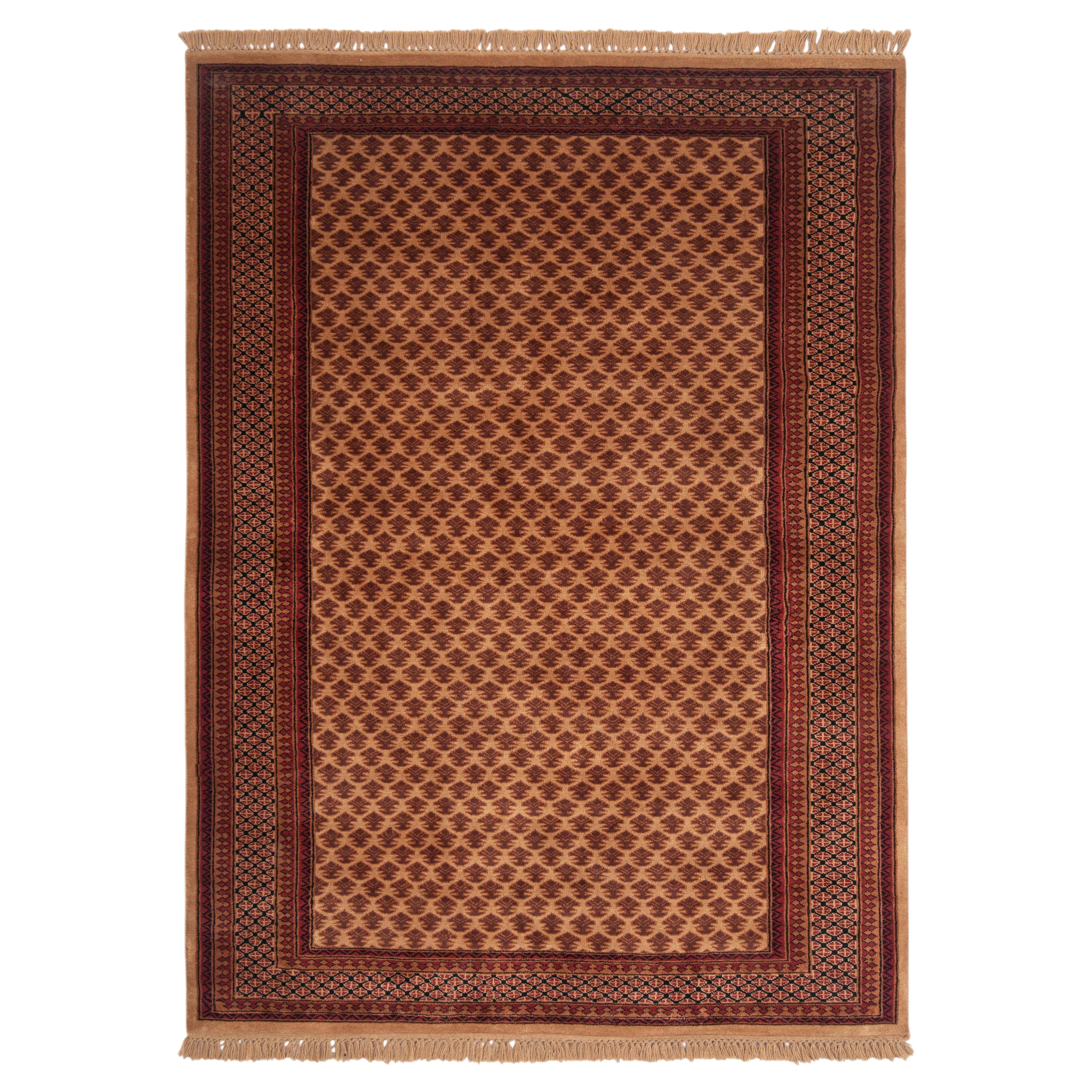 6x9 Beige Alfombra de lana persa anudada a mano Herati ( 13057 )