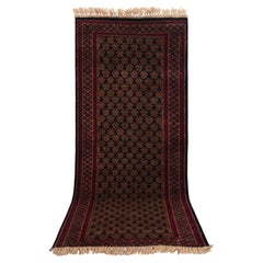 2.6x6 Black Red Tribal Hand Knotted Wool Runner Rug (13065)