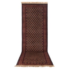 2.6x8 Black Red Tribal Hand Knotted Wool Runner Rug (13066)