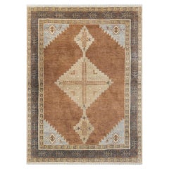 8x10 Brown Tribal with Geometric Diamond Medallion Hand-Knotted Rug ( G-14560 )