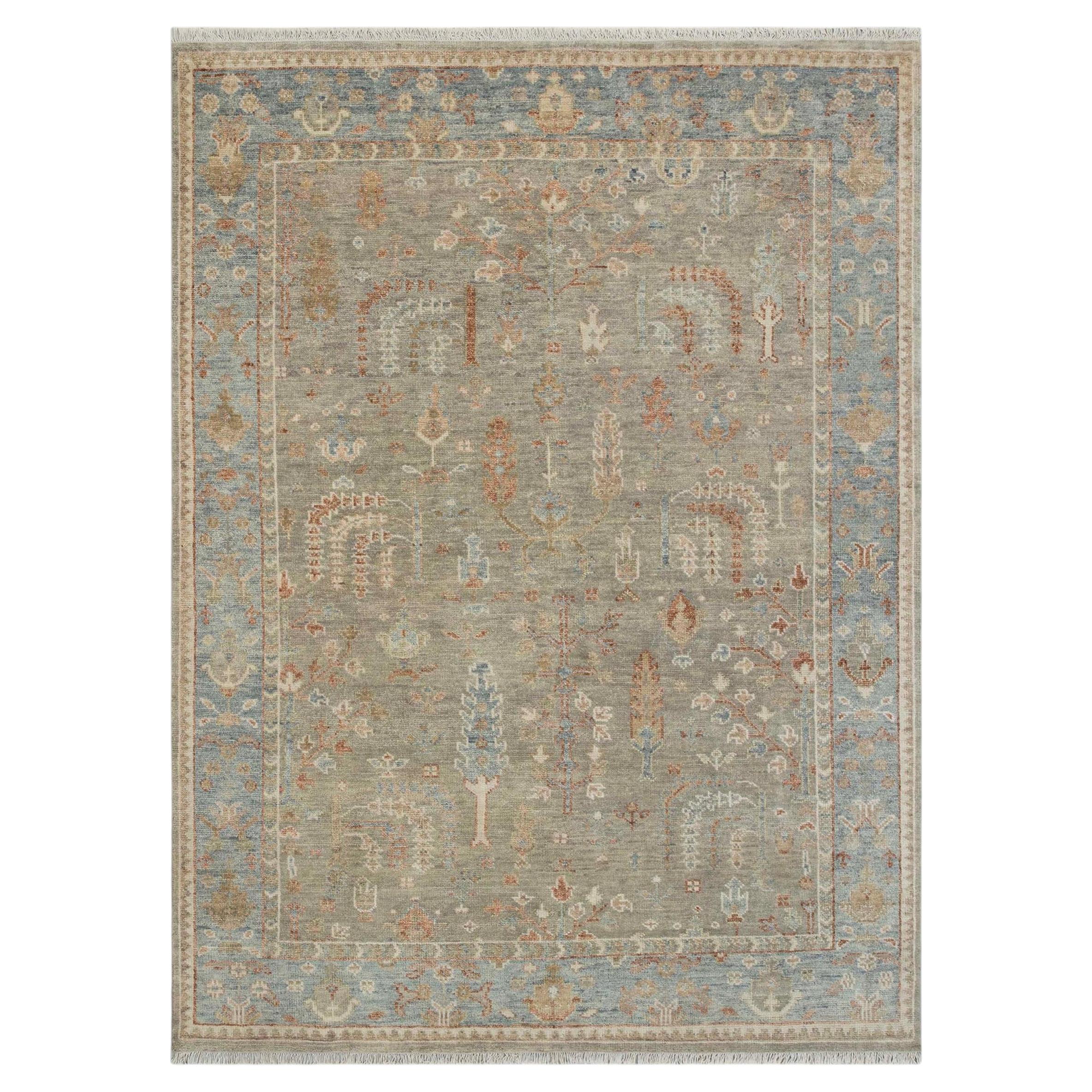Tappeto di lana annodato a mano 9x12 grigio Persiano Cypress Tree Of Life ( G-14131 )