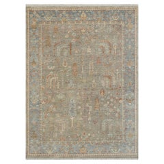 9x12 Gray Persian Cypress Tree Of Life Hand Knotted Wool Rug ( G-14131 )