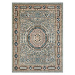 9x12 Pale Blue Persian Medallion Mamluk Hand-Knotted Rug ( G- 14150 )