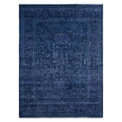 9x12 Navy Persian Hand-Knotted Wool Rug with Medallion ( G-13698 )
