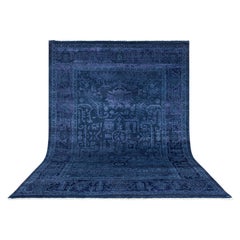 9x12 Navy Persian Hand-Knotted Wool Rug with Medallion ( G-13698 )