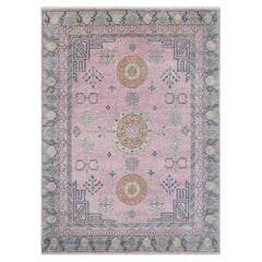 9x12 Pink Oushak with Lavender and Blue Accents Hand Knotted Rug ( G-13700 )