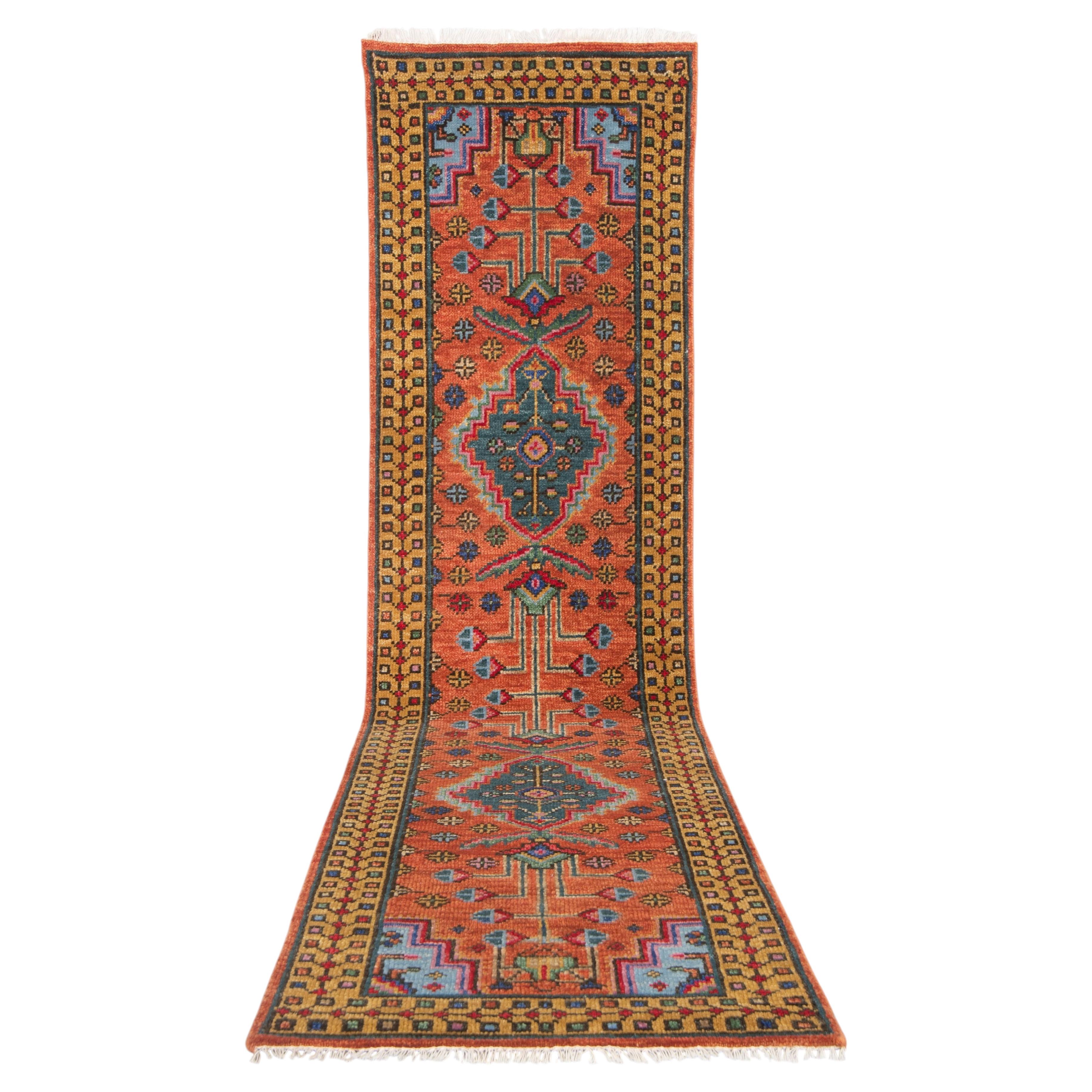 4x30 Rust Gold Persian Runner Hand Knotted Hallway Rug ( CP )