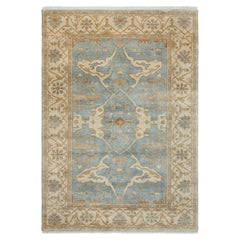 6x9 Blue Oushak with Cream Border and Medallion Hand Knotted Rug (G-13708)