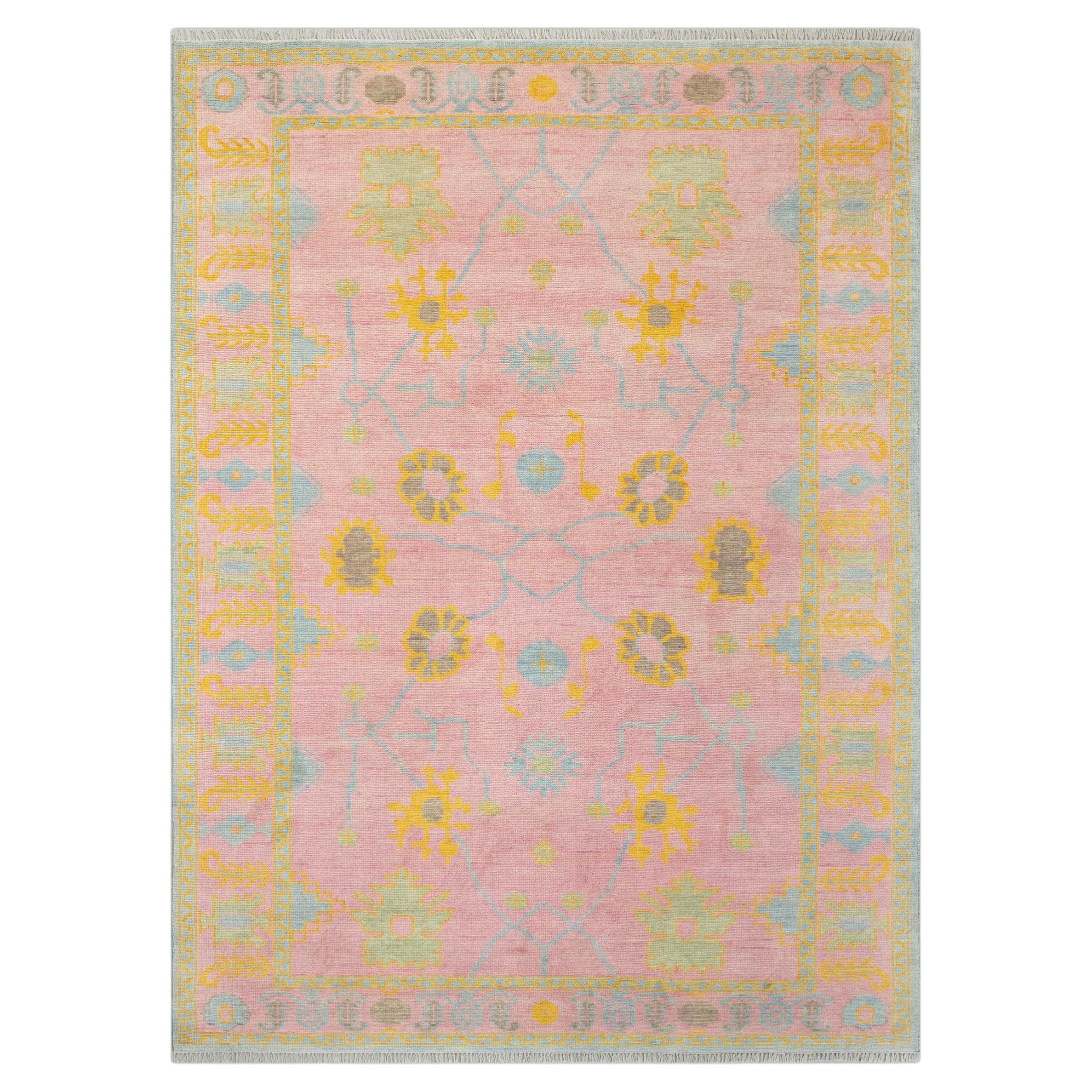 9x12 Pink Modern Turkish Oushak Hand Knotted Wool Rug ( G- 13409 )