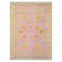 9x12 Pink Modern Turkish Oushak Hand Knotted Wool Rug ( G- 13409 )