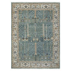 9x12 Ivory Turkish Oushak Rug with Tree Of Life Hand Knotted Wool Rug ( P-6966 )
