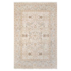 12x18 Ivory Oushak with Soft Beige and Gold Accents Hand Knotted Rug ( G-12924 )