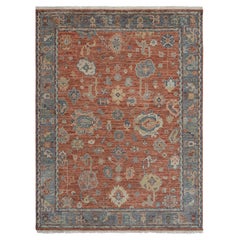 Tappeto di lana turca annodato a mano 9x12 rosso bluastro grigio ( G-13232 )