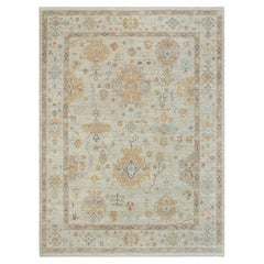 9x12 Beige with Rust Floral Traditional Hand Knotted Oushak Rug ( G- 14105 )