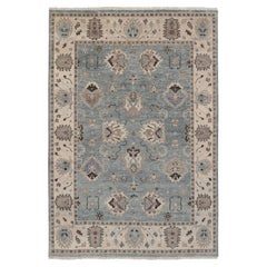 9x12 Blue Green Turkish Oushak Hand Knotted Wool Rug ( G - 6796 )
