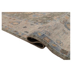 9x12 Charcoal and Blues Turkish Oushak Hand Knotted Wool Rug ( G - 6799 )