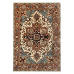 6x9 Rust and Ivory Vintage Turkish Oushak with Floral Design Rug ( G-14317 )