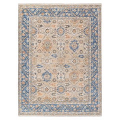 12x15 Beige Blue Traditional Turkish Oushak Hand Knotted Wool Rug ( G-12502 )