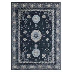 10x14 Blue Persian Style Khotan Hand Knotted Wool Rug ( G-14614 )