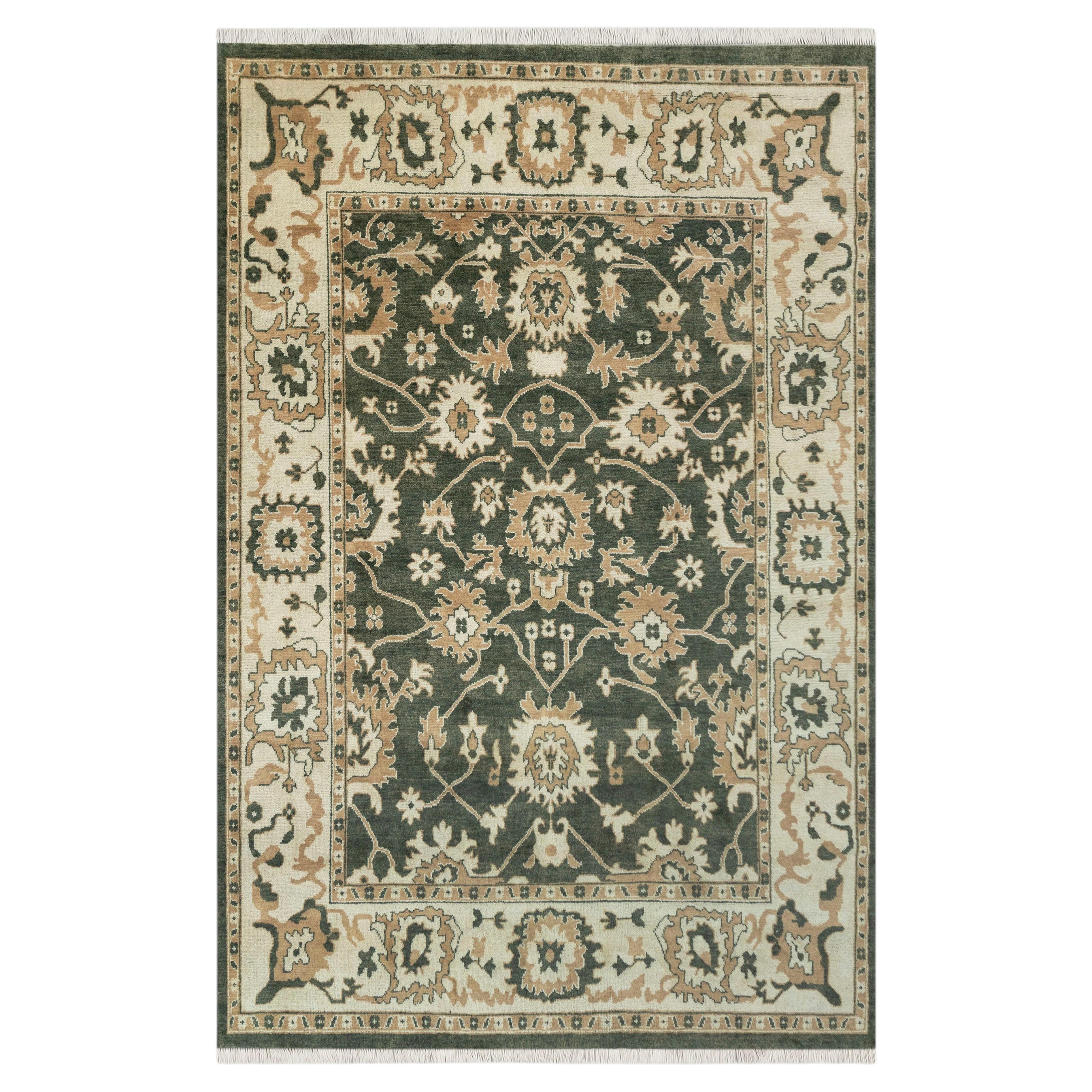 10x14 Olive Green Sultanabad Oushak Hand Knotted Wool Rug ( G-2654 )