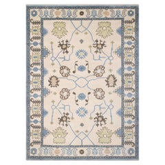 9x12 Ivory Hand Knotted Oushak Wool Rug ( G-11503 )