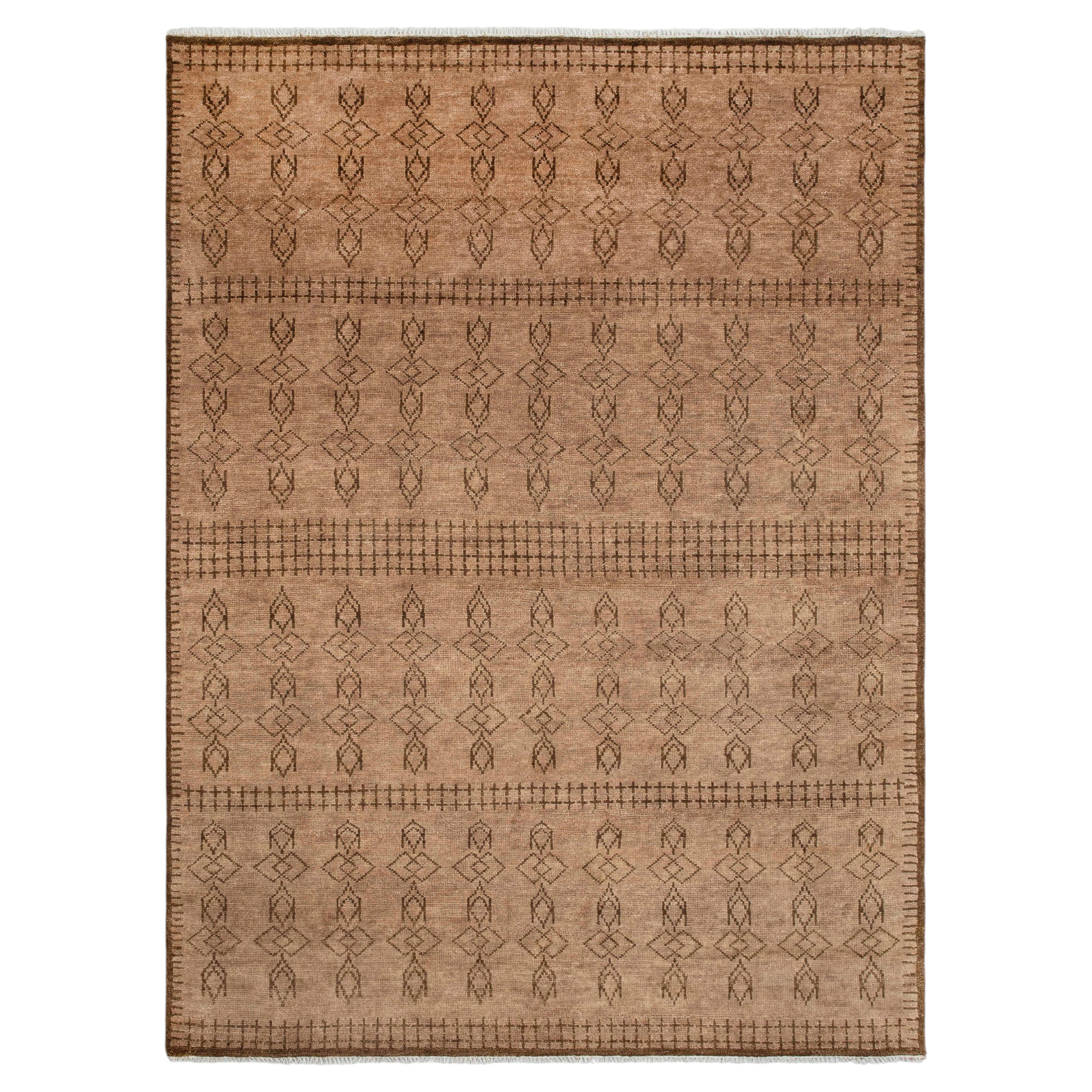 9x12 Brown Earth Tone Hand Knotted Oushak Wool Rug ( G-13707 )