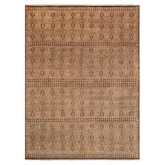 9x12 Brown Earth Tone Hand Knotted Oushak Wool Rug ( G-13707 )