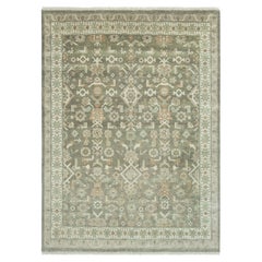 9x12 Olive Green Persian Hand Knotted Oushak Wool Rug ( G- 13016 )