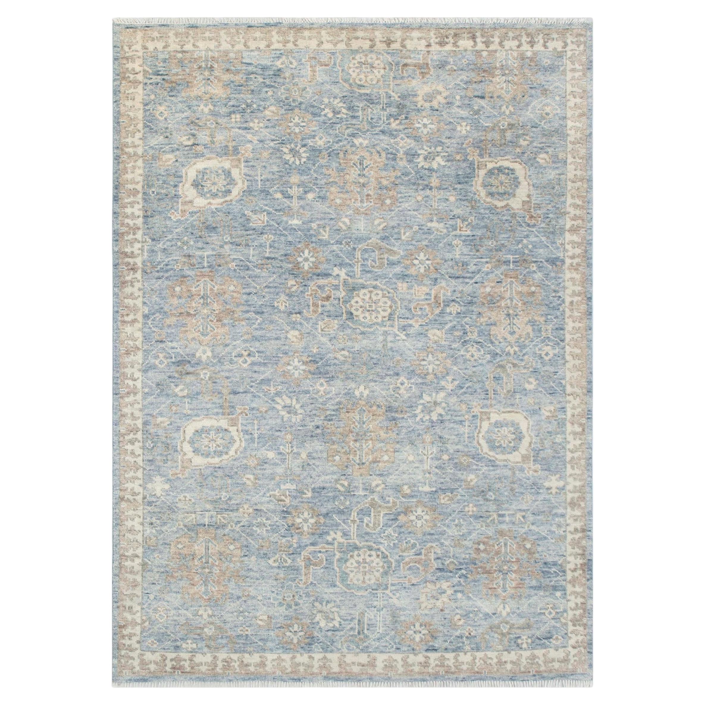 9x12 Blue Turkish Oushak Hand Knotted Wool Rug ( G-13014 )