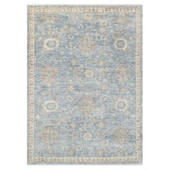 9x12 Blue Turkish Oushak Hand Knotted Wool Rug ( G-13014 )
