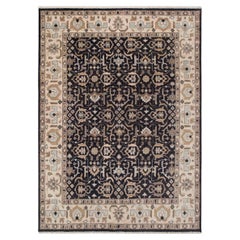 9x12 Black Ivory Persian Hand Knotted Oushak Wool Rug ( G- 12293 )
