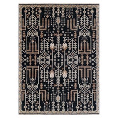 9x12 Black Turkish Oushak Hand Knotted Wool Rug ( G-11486 )