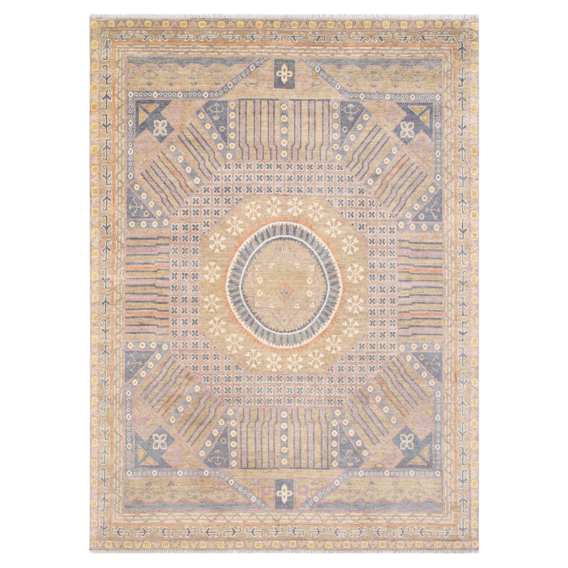 9x12 Beige Gray Persian Hand Knotted Khotan Wool Rug ( G-11479 )