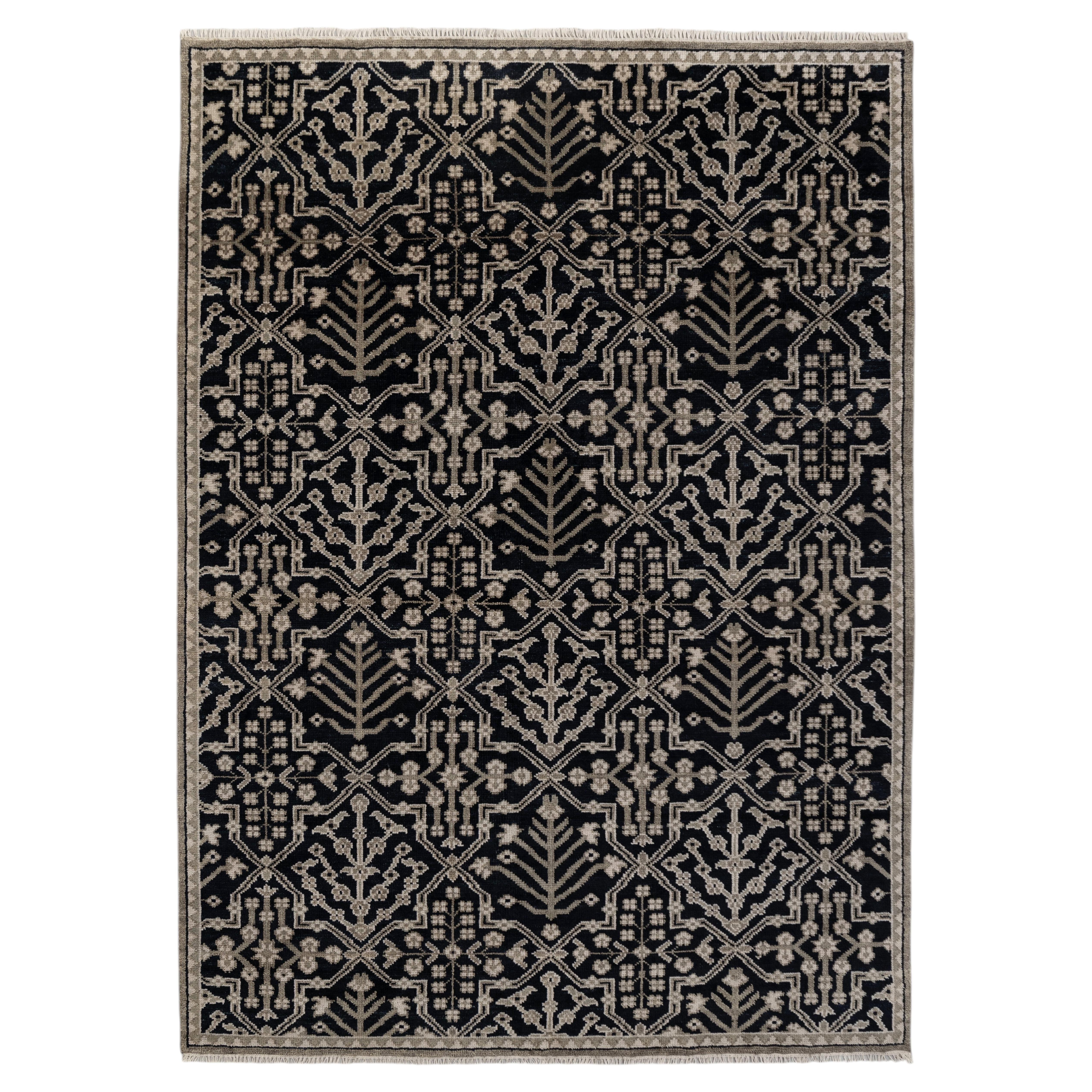 9x12 Black Persian Turkish Oushak Hand Knotted Wool Rug ( G-9750 )