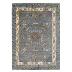 9x12 Blue Ivory Khotan Persian Hand Knotted Wool Rug ( G-9127 )