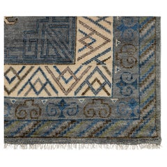 9x12 Blue Ivory Khotan Persian Hand Knotted Wool Rug ( G-9127 )
