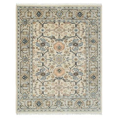 8x10 Ivory Turkish Oushak Hand Knotted Wool Area Rug ( P-9411 )