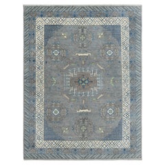 10x14 Dust Blue Ivory Khotan Persian Hand Knotted Oushak Wool Rug ( G-14617 )
