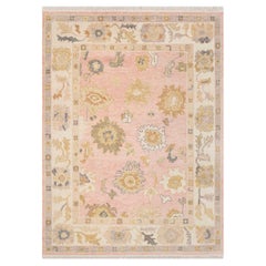 8x10 Pink Ivory Turkish Oushak Hand Knotted Wool Rug ( G-12205 )