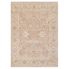 8x10 Beige Alfombra de Lana Persa Oushak Vintage Anudada a Mano ( G-12208 )