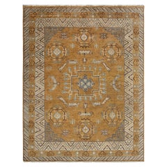 8x10 Mustard Yellow Vintage Persian Hand Knotted Wool Oriental Rug ( G-14620 )