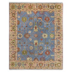 8x10 Blue Persian Multicolour Floral Medallion Hand Knotted Wool Rug ( G-14624 )