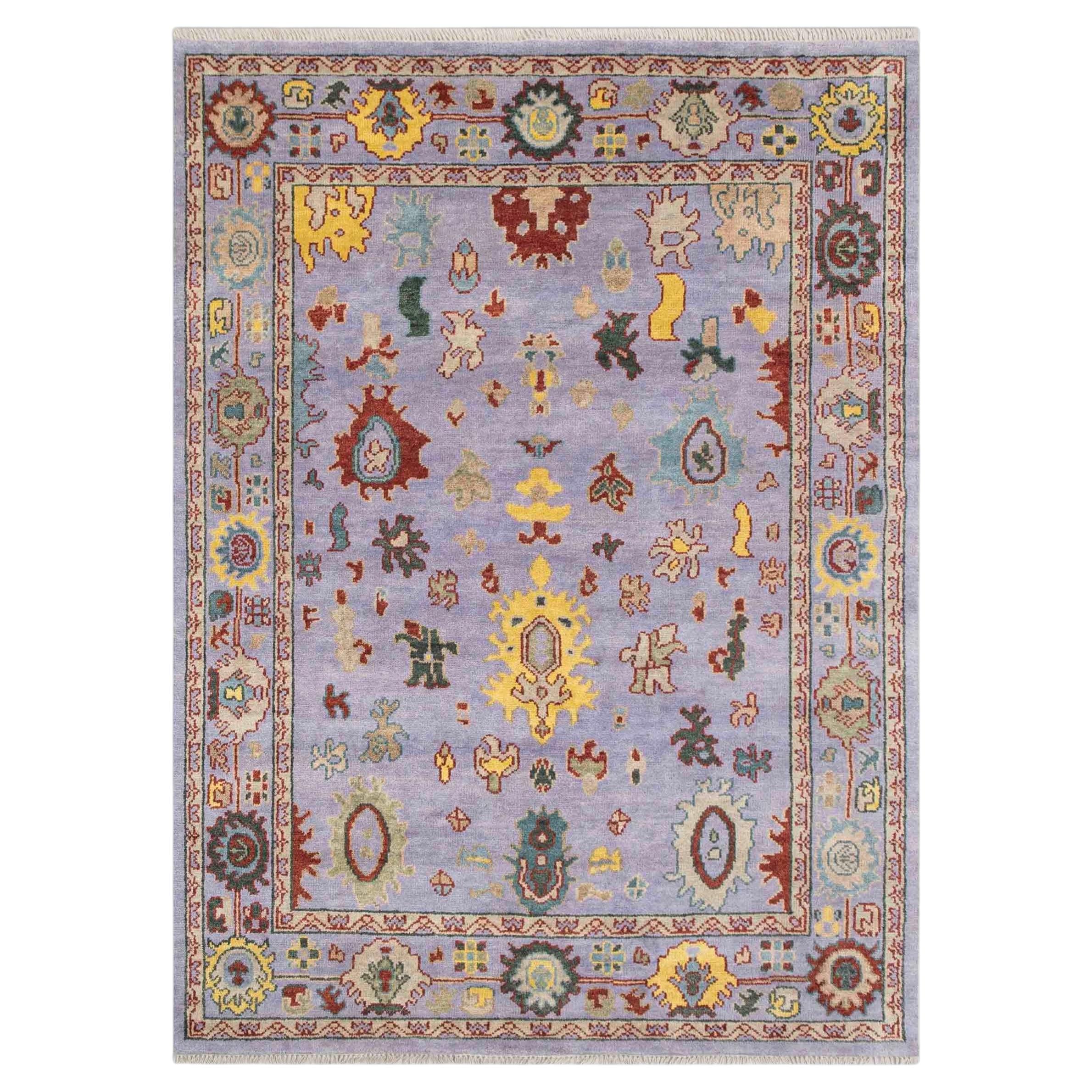 8x10 Light Purple Colourful Turkish Oushak Hand Knotted Wool Rug ( G-12321 )