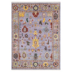 8x10 Viola chiaro colorato Turco Oushak Tappeto di lana annodato a mano ( G-12321 )