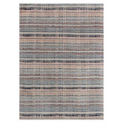 8x10 Multicolour Abstract Striped Pattern Hand Knotted Woollen Rug ( G-14684 )
