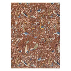 9x12 Rust Baum des Lebens Vögel Pfau Garten Handmade Wolle Teppich ( JC-13462 )