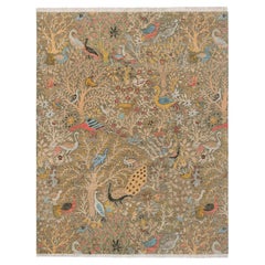 12x15 Green Birds And Peacocks Garden Hand Knotted Wool Rug ( JC-10517 )