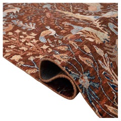 9x12 Dark Rust Peacock And Bird And Tree Design Hand Knotted Wool Rug ( JC-6009)