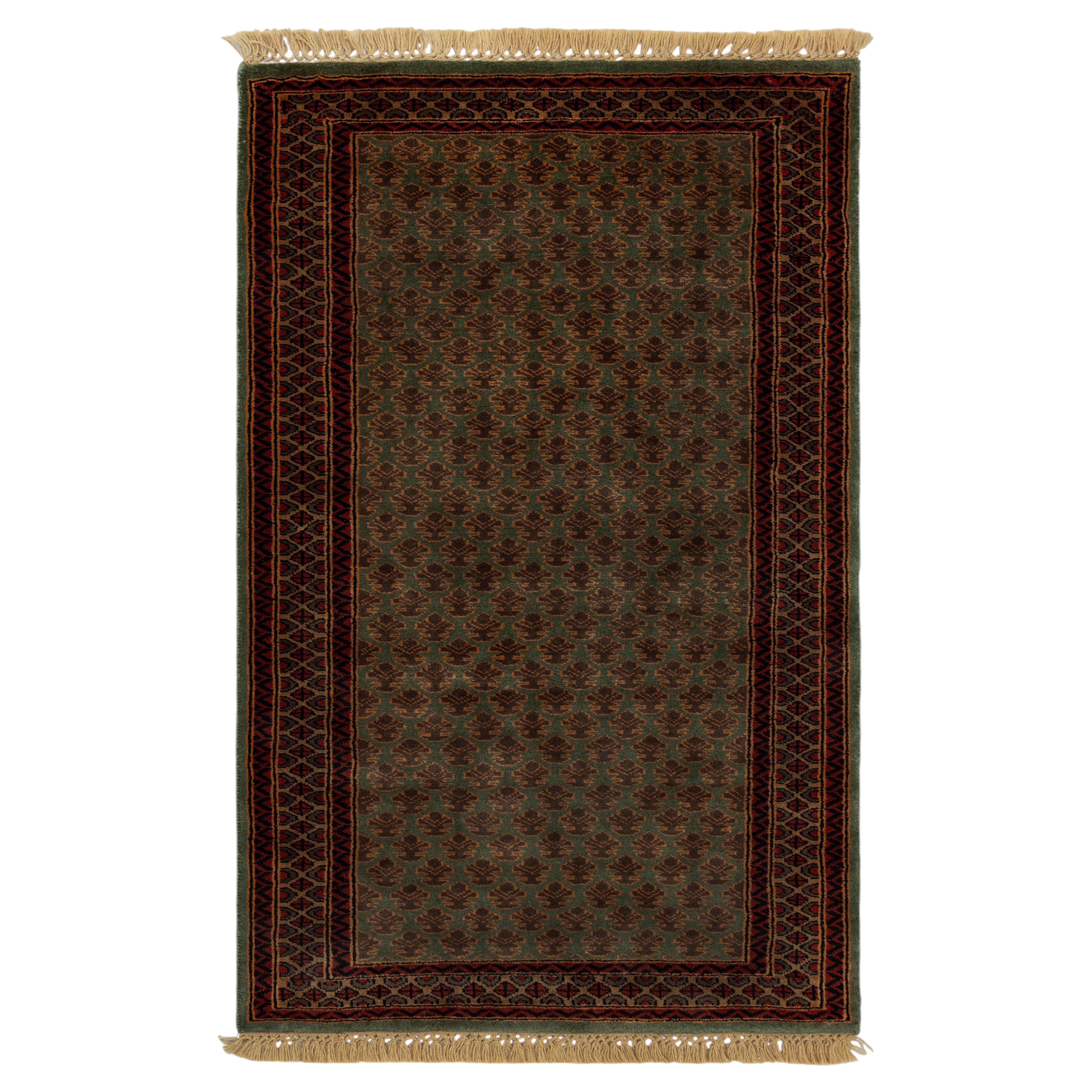3x5.6 Verde Gris Persa Herati Alfombra de lana persa anudada a mano ( G-14257 ) en venta