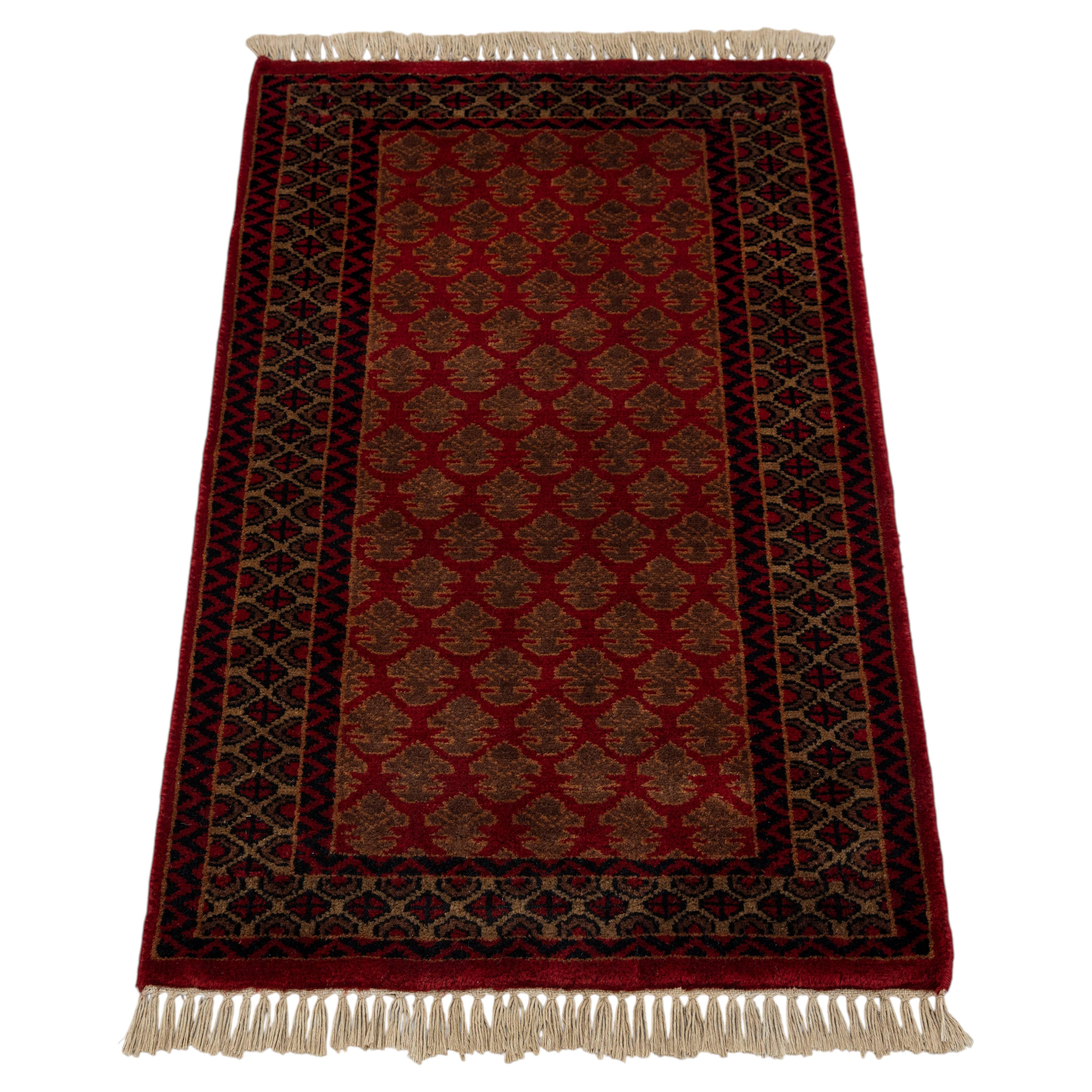 Tapis de course en laine Herati nouée à la main 2x3 rouge rouge pelucheux ( G-14243 )